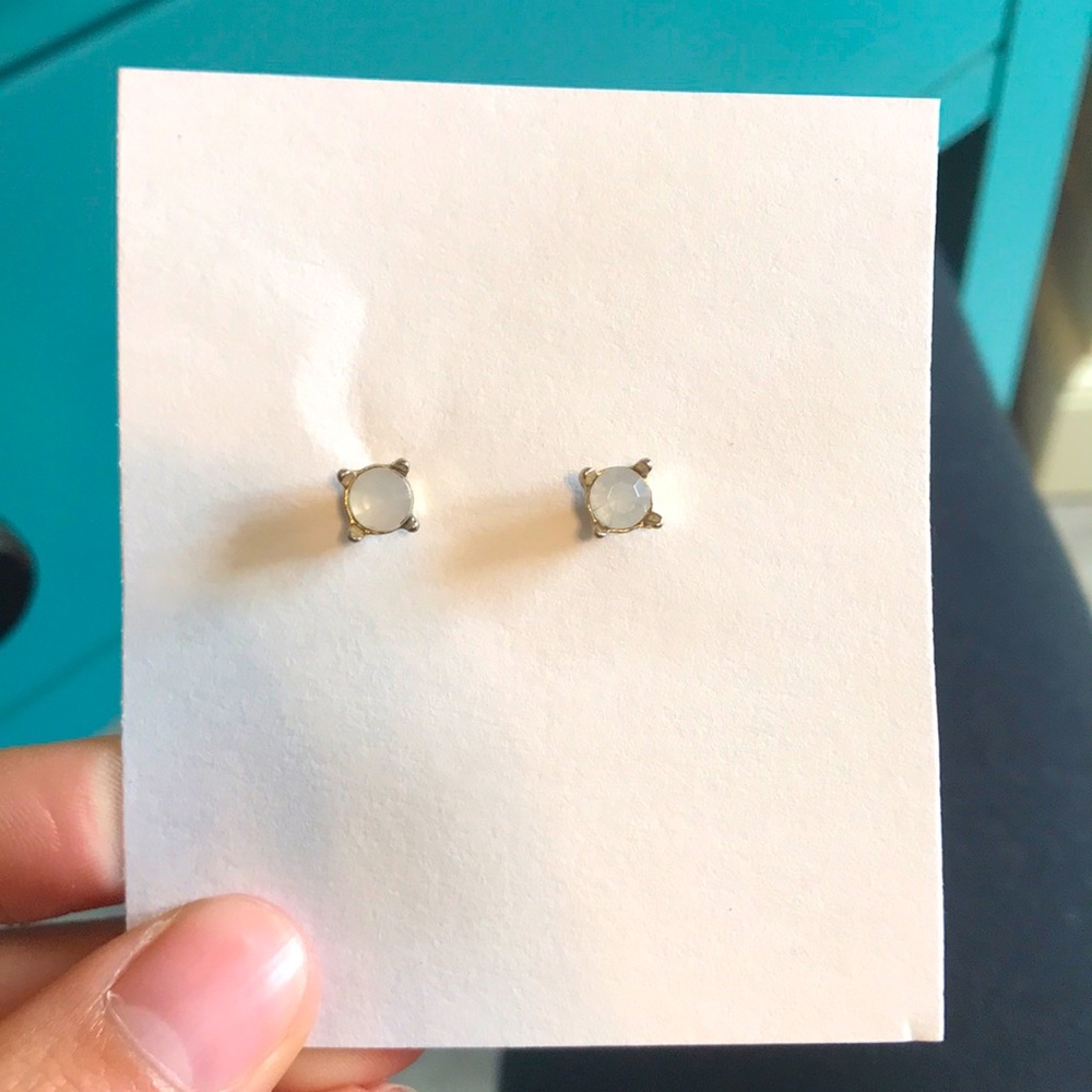 Gold Earrings With Gemstone Center!
